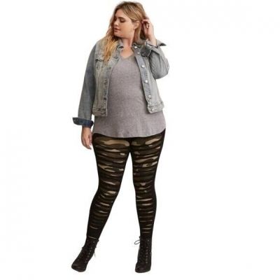 TORRID Camouflage Slashed Leggings Plus Size 1 Casual Outdoor Relaxed Comfort